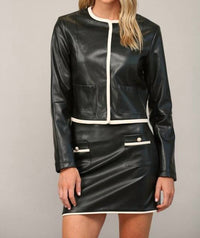 Fate - Contrast Faux Leather Jacket