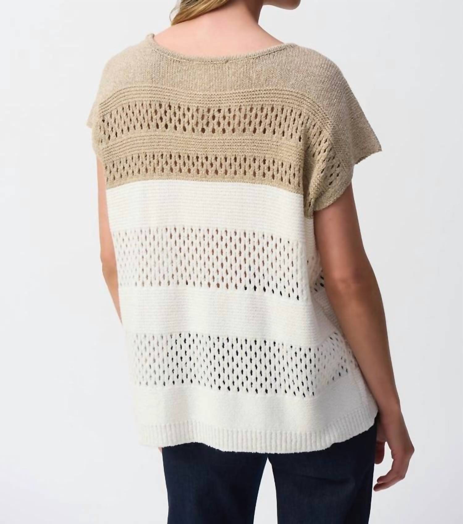 Joseph Ribkoff - Color Block Metallic Sweater Knit Pullover