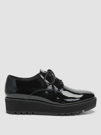 Eileen Fisher Women's Eddy Patent Leather Platform Oxford Shoes in black - women's shoe