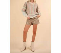 Very J - Women's Oversized Cozy Printed Knit Sweater