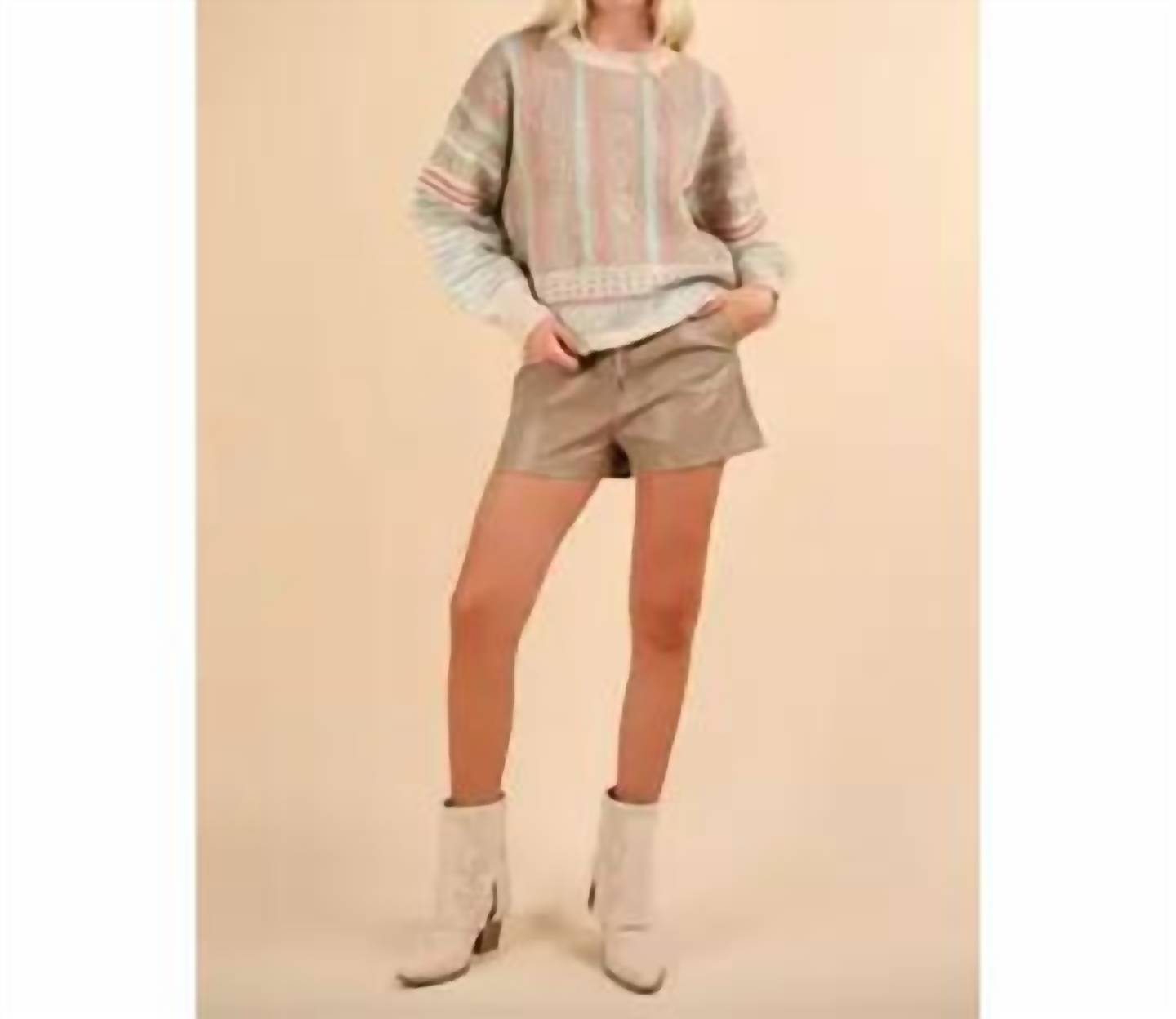 Very J - Women's Oversized Cozy Printed Knit Sweater