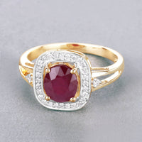 Diana M Jewels Women's Oval Natural Ruby Fashion Ring (1.67 Ct) - Classic in 14k yellow gold - women's jewelry - detail view