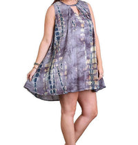 Umgee - Tie Dye Sleeveless Keyhole Dress - Plus