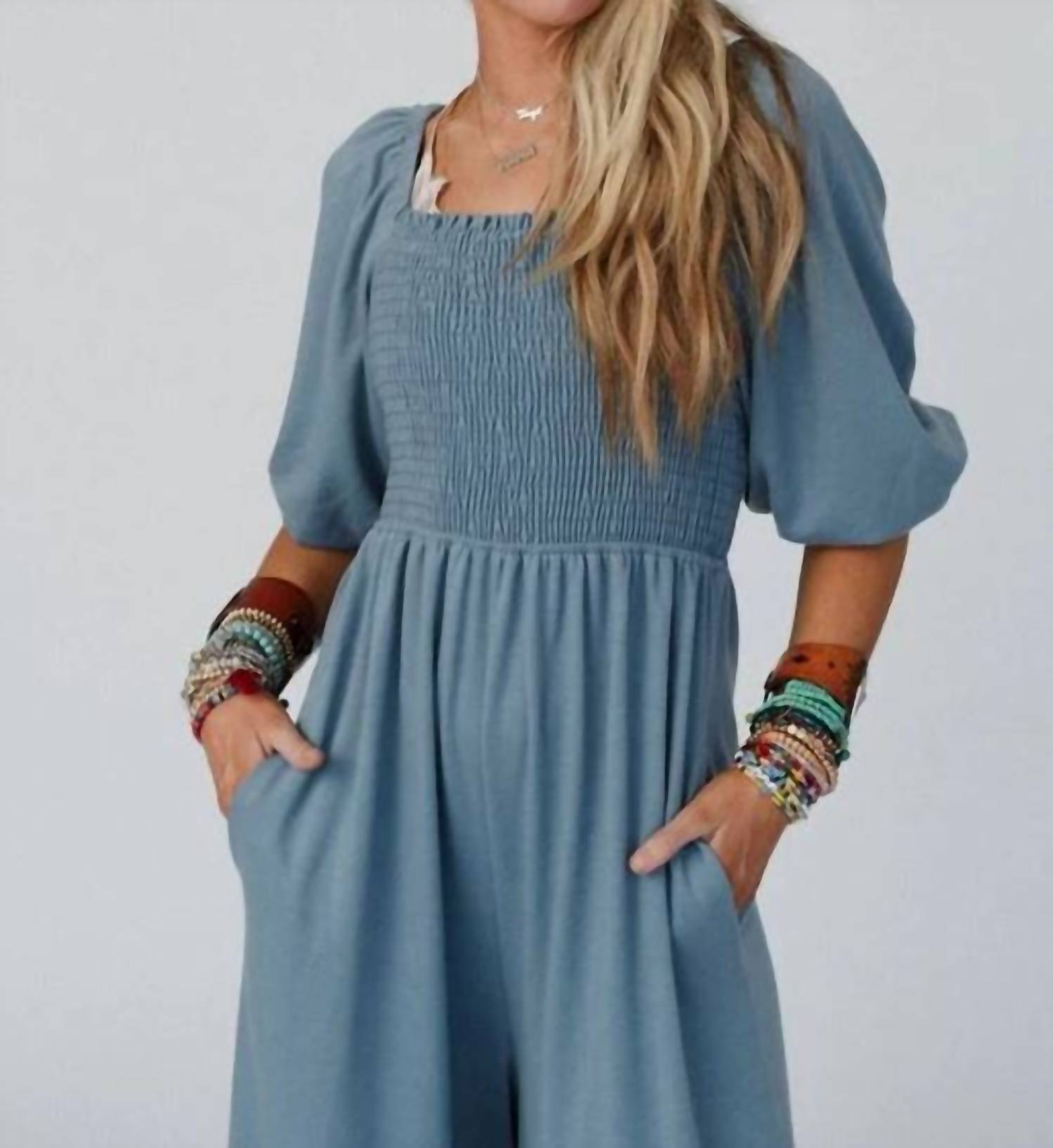 Three Bird Nest - Smocked Wide Leg Jumpsuit