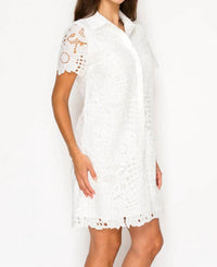 Meet Me In Santorini - Floral Lace Shirt Dress