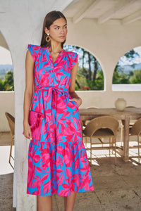 Sugarlips - Meira Floral Charlotte Button Midi Dress