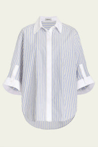 SIMKHAI Gemma Three Quarter Sleeve Shirt in gray strp - women's shirt - alternate view