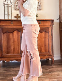 VERVET BY FLYING MONKEY 90's Vintage Super High Rise Crop Flare Jeans in melon - women's jeans - view 4