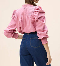 Cleobella Irina Bishop Sleeves Blouse in mesa rose - women's blouse - alternate view