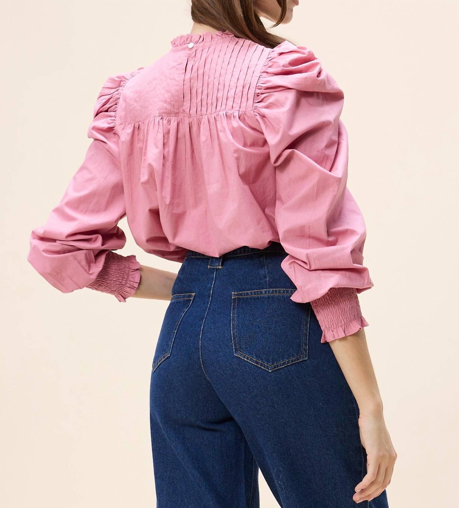 Cleobella Irina Bishop Sleeves Blouse in mesa rose - women's blouse - alternate view