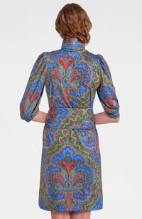 GRETCHEN SCOTT Swagger Dress in olive periwinkle orange paisley - women's dress - view 5