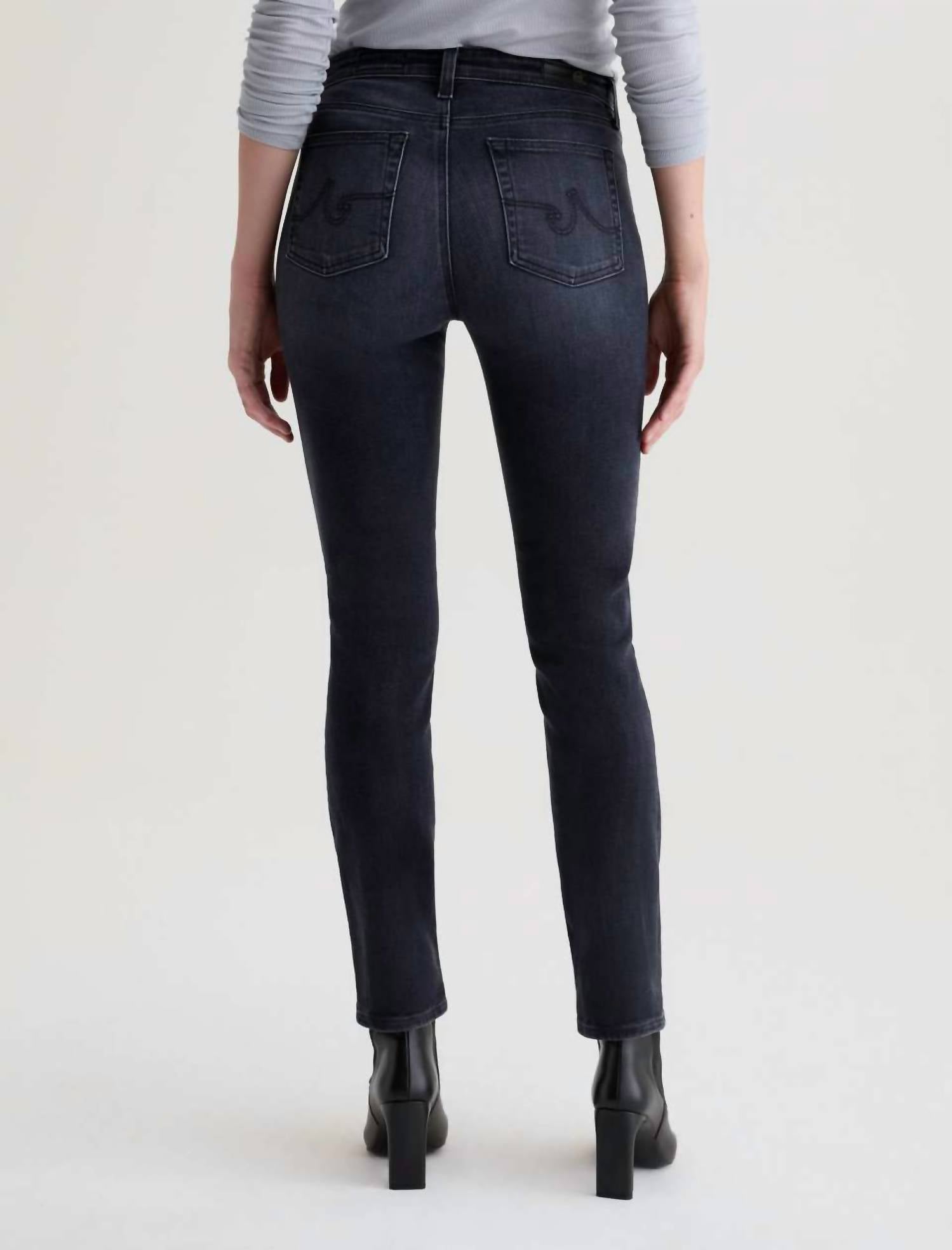 AG Jeans Mari Mid-rise Slim Straight Jean in glitch - women's jeans - alternate view