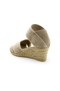CHARLESTON SHOE CO. Women's Cannon Mid Wedge Sandal in linen - women's sandal - detail view