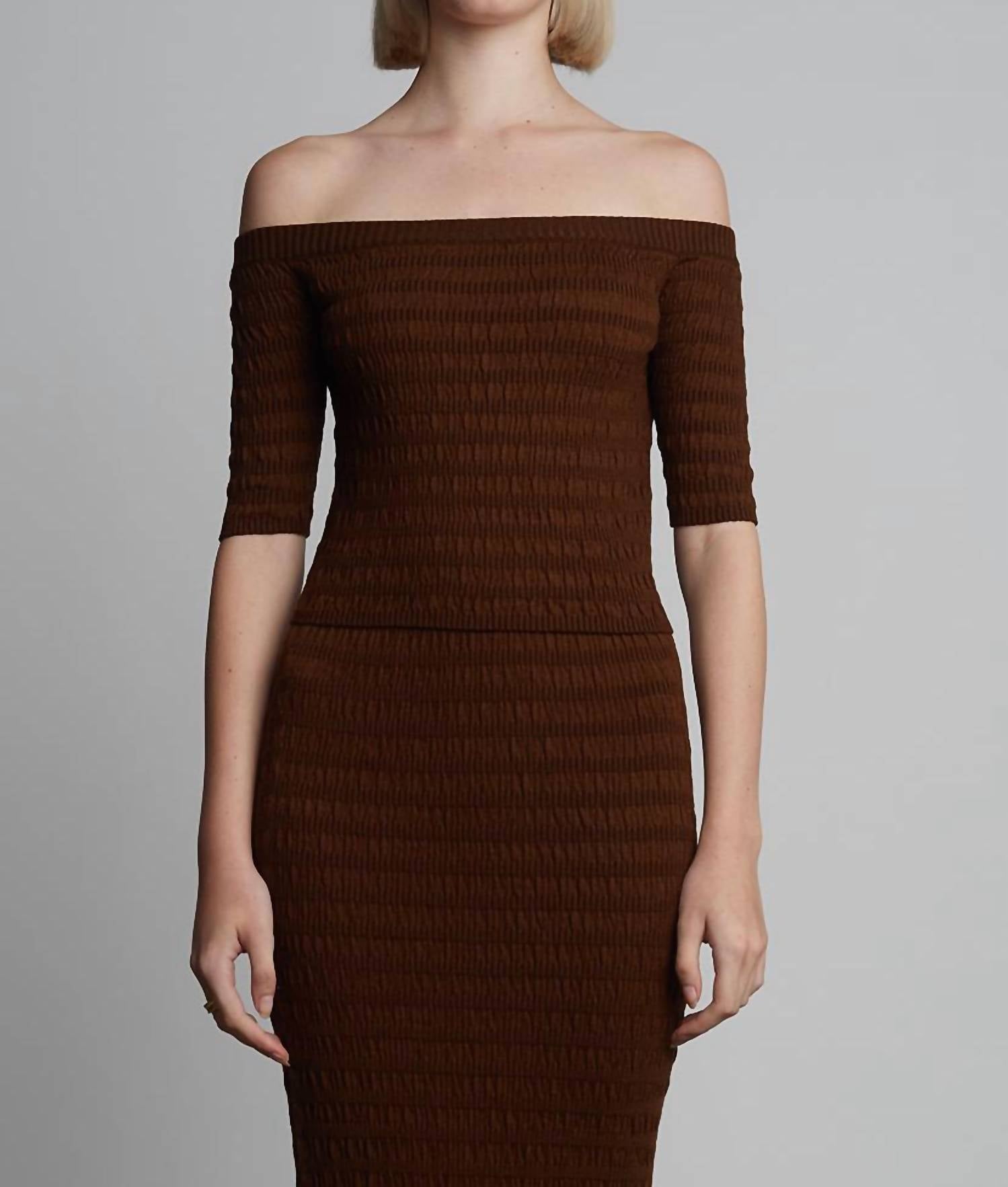 Eleven Six - Off Shoulder Cropped Sweater Top