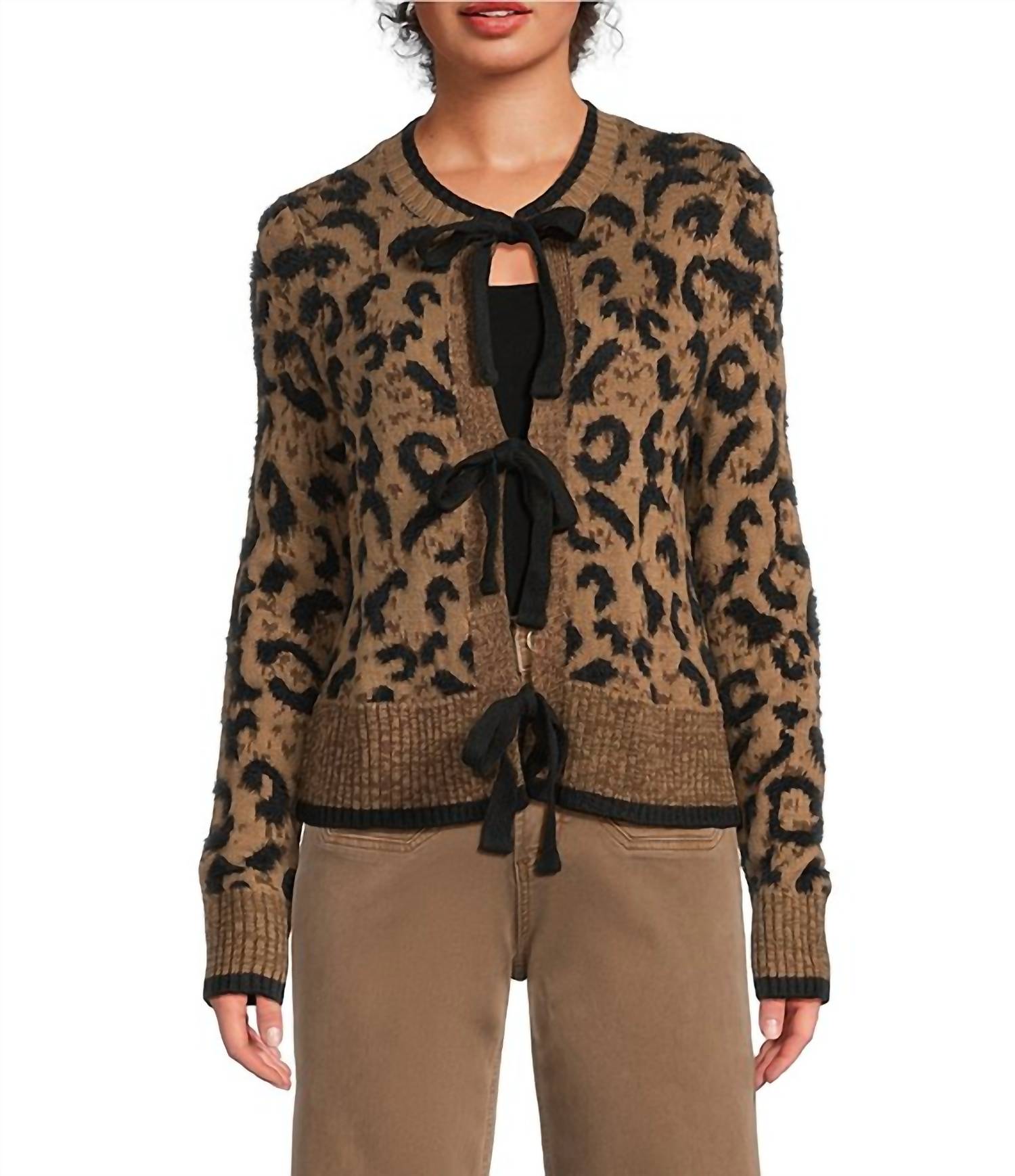 Charlie B - Bow Tie Jacquard Knit Cardigan