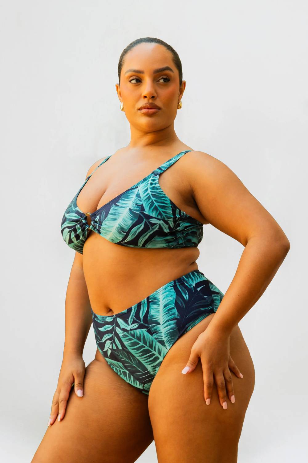 Fashion Szn Curve - Palm Print Bikini Set - Plus