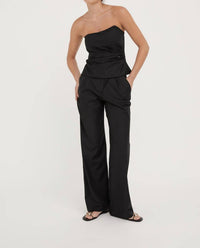 Hyde & Stone Fredericke Wool Bodice Top in black - women's blouse - alternate view