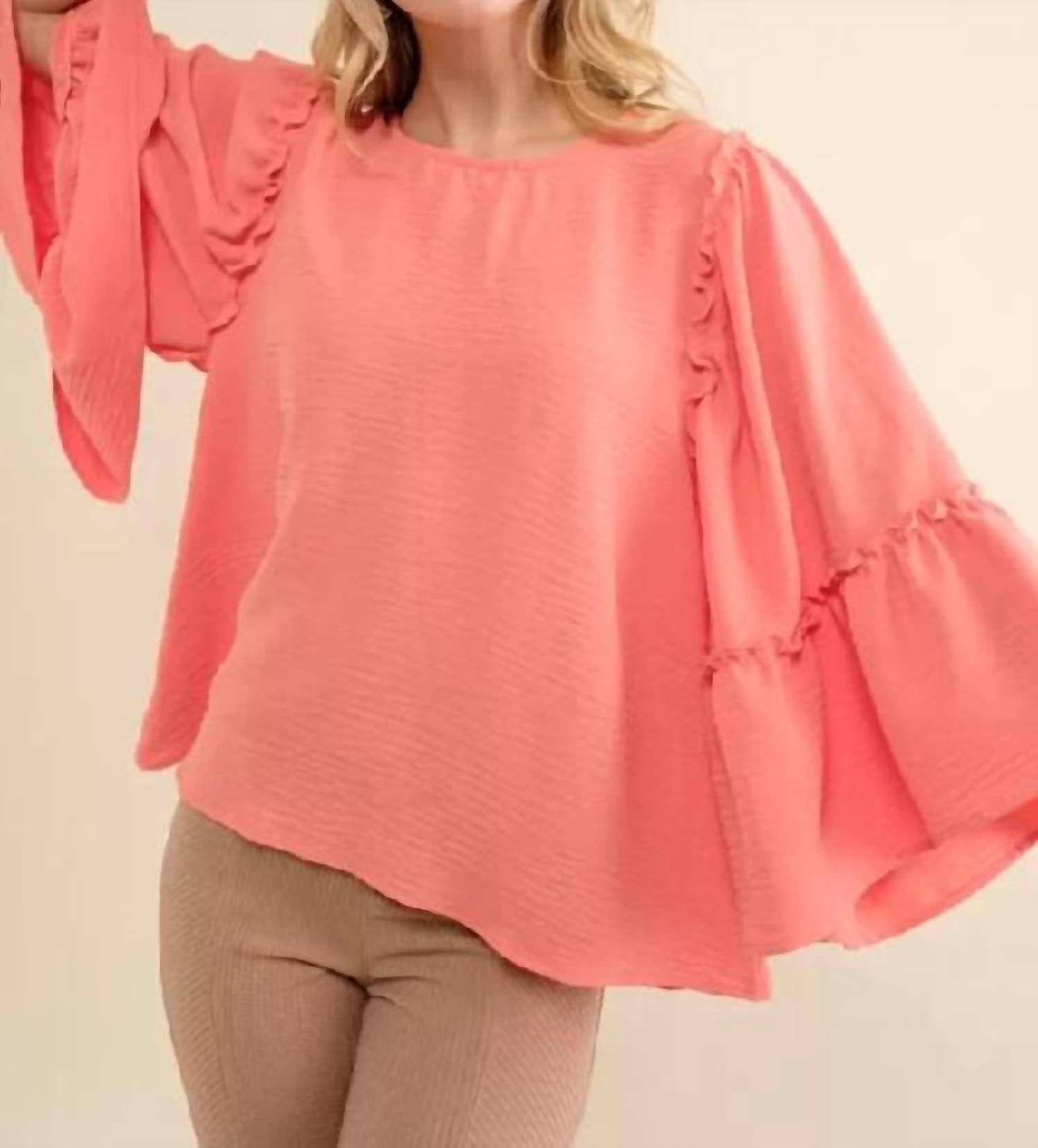 143 Story - Ruffle Flare Sleeves Top