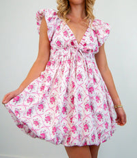 Peach Love - Flowers & Bows Babydoll Dress