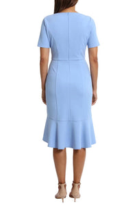 London Times - Flounce Hem Short Sleeve Sheath Dress