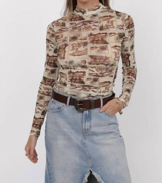 Sage The Label - Giddy up Mock Neck Long Sleeve Mesh Top