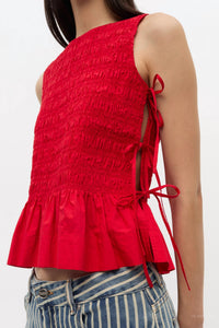 Ganni - Cotton Smock Tie Top