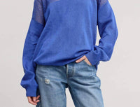 Mimosa - Crochet Mesh Long Sleeve Knit Sweater