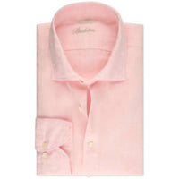 Stenstroms Men's Linen Long Sleeve Button Down Shirt in light pink - men's shirt