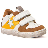 Froddo Girls Double Velcro Sneakers in white yellow - kids' sneaker