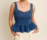 Moon River - Darling Denim Peplum Top