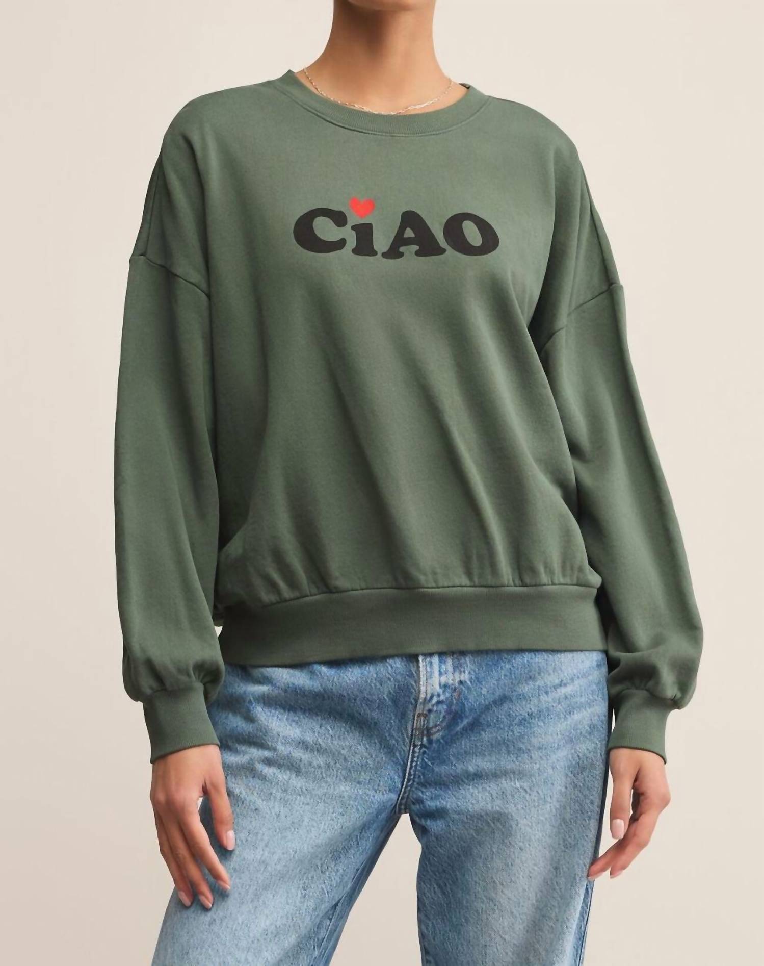 Z Supply Ciao Sunday Sweater in hunter green - women's top