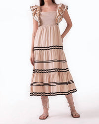 Celina Moon Janine Midi Dress in beige bliss - women's dress