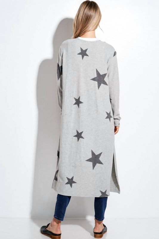 Phil Love - Star Print Brushed Long Cardigan