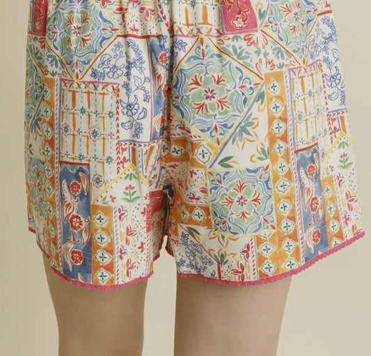 Aureum - Patchwork Printed Easy Shorts
