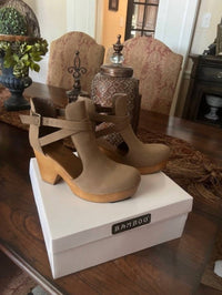 CCOCCI Women's Nubuck Clog With Heel in taupe - women's shoe - alternate view