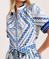 Flying Tomato - Printed Woven Mini Dress