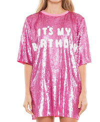 Why Dress - It's My Birthday Block Letter Sequin Dress