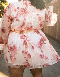 Latiste - Sweet Like Ice Cream Chiffon Empire Waist Mini Dress - Plus Size