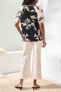 TRIBAL Short Sleeve Floral Shirt in onxy - women's blouse - alternate view