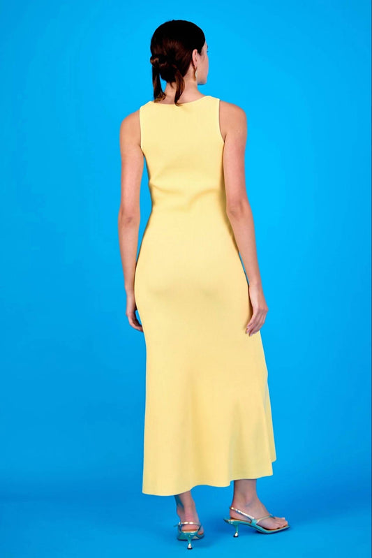 Endless Rose - Sweetheart Neckline Ribbed Knit Maxi Dress