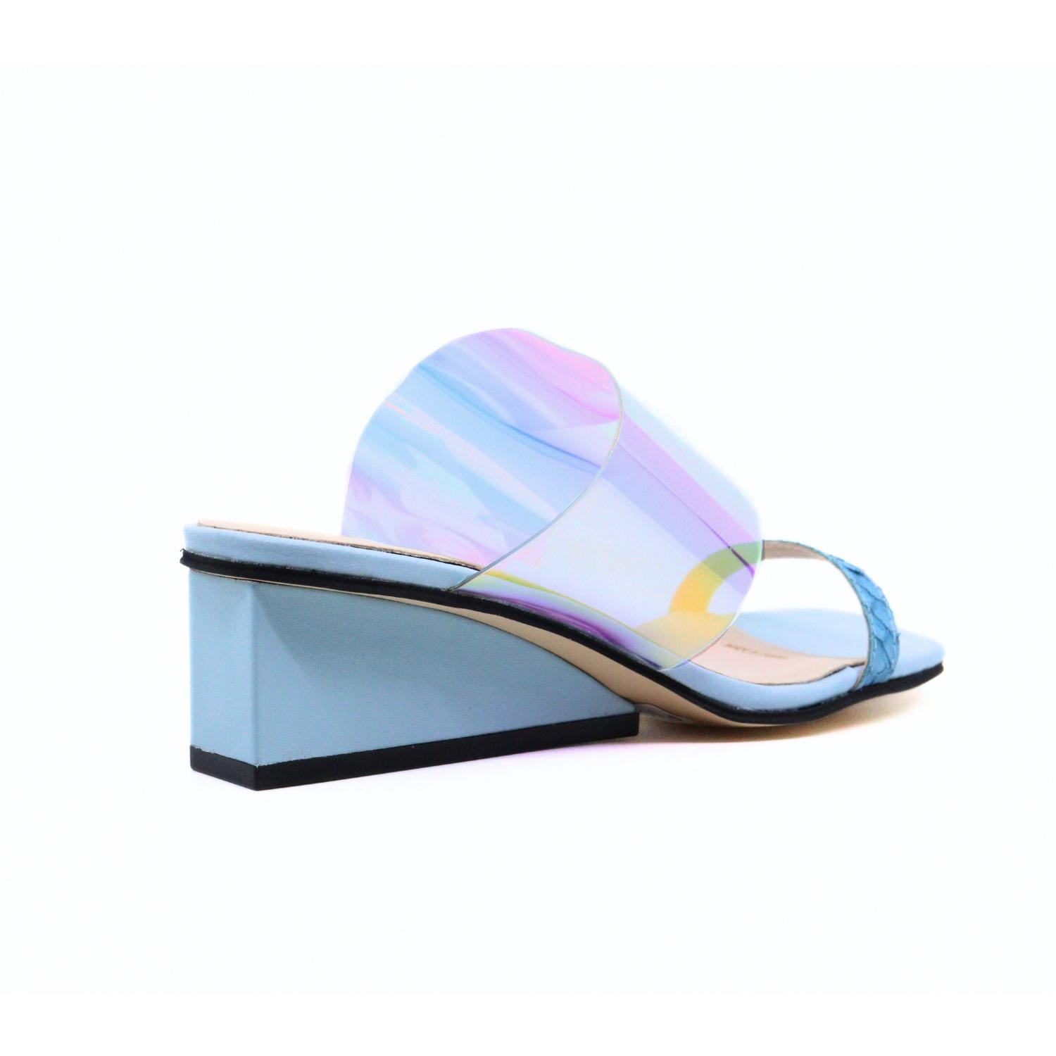 ALL BLACK Women's Clear Fish Wedge Sandals in blue - women's shoe - alternate view