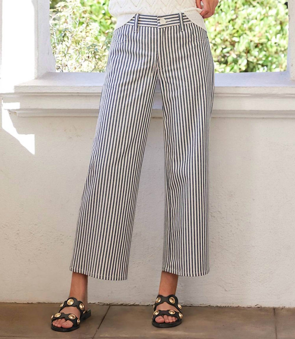 Karen Kane - Stripe Cropped Jeans
