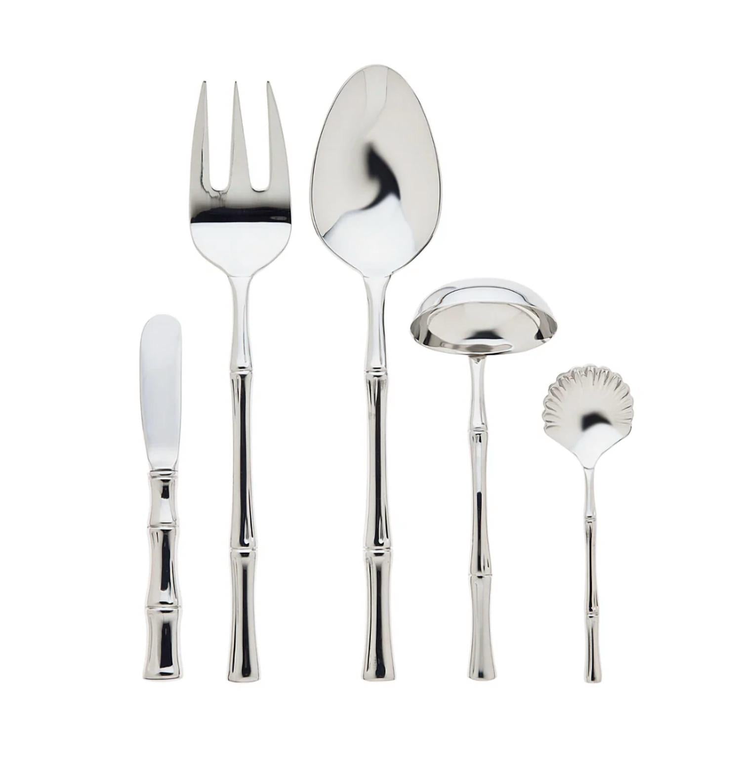 Ricci Argentieri Bamboo Mirrored 18/10 5 Piece Hostess Set in stainless - item