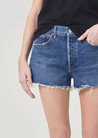 AGOLDE Parker Short With Slit in caution - women's shorts - alternate view