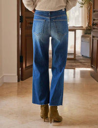 Frank & Eileen Women's Galway Wide Leg Jean in blue wash - women's pants - detail view