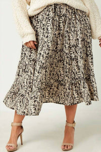 Hayden La - Botanical Print Elastic Waist Tiered Skirt - Plus