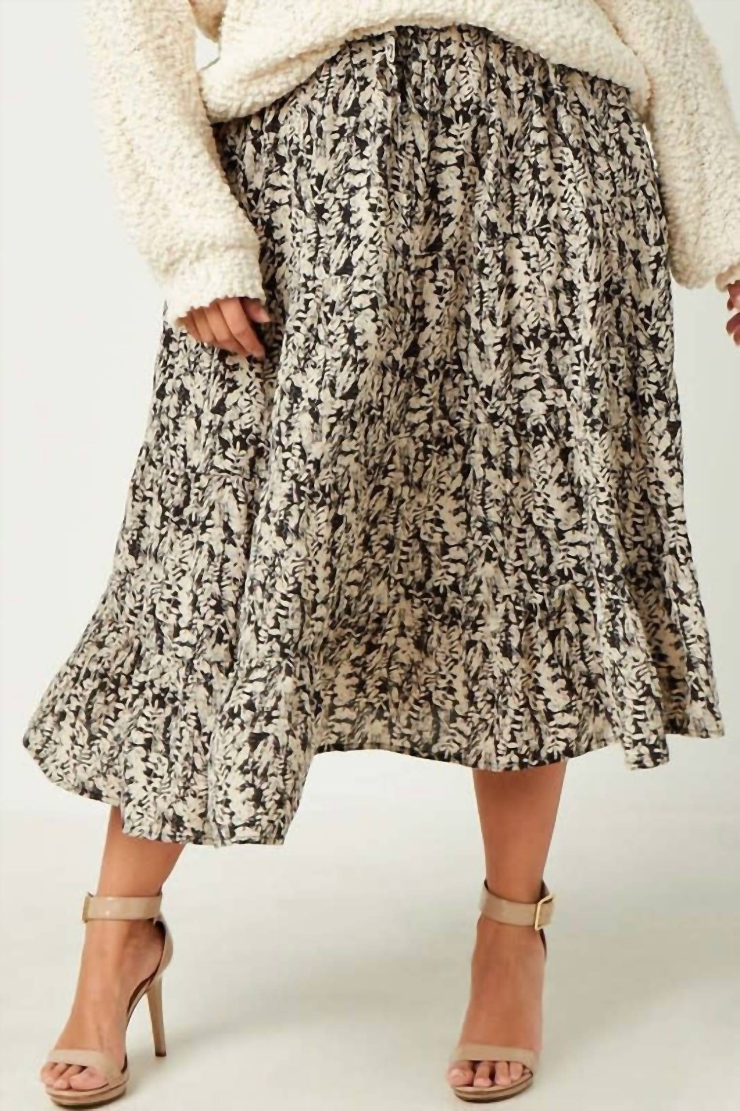 Hayden La - Botanical Print Elastic Waist Tiered Skirt - Plus