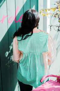 Layerz Clothing - Floral Gingham Embroidered Top