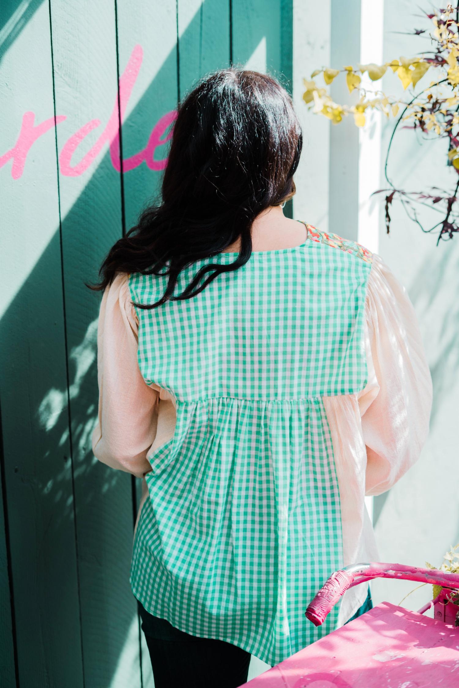 Layerz Clothing - Floral Gingham Embroidered Top