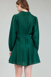 current air Mini Shirt Dress in jewel green - women's dress - detail view